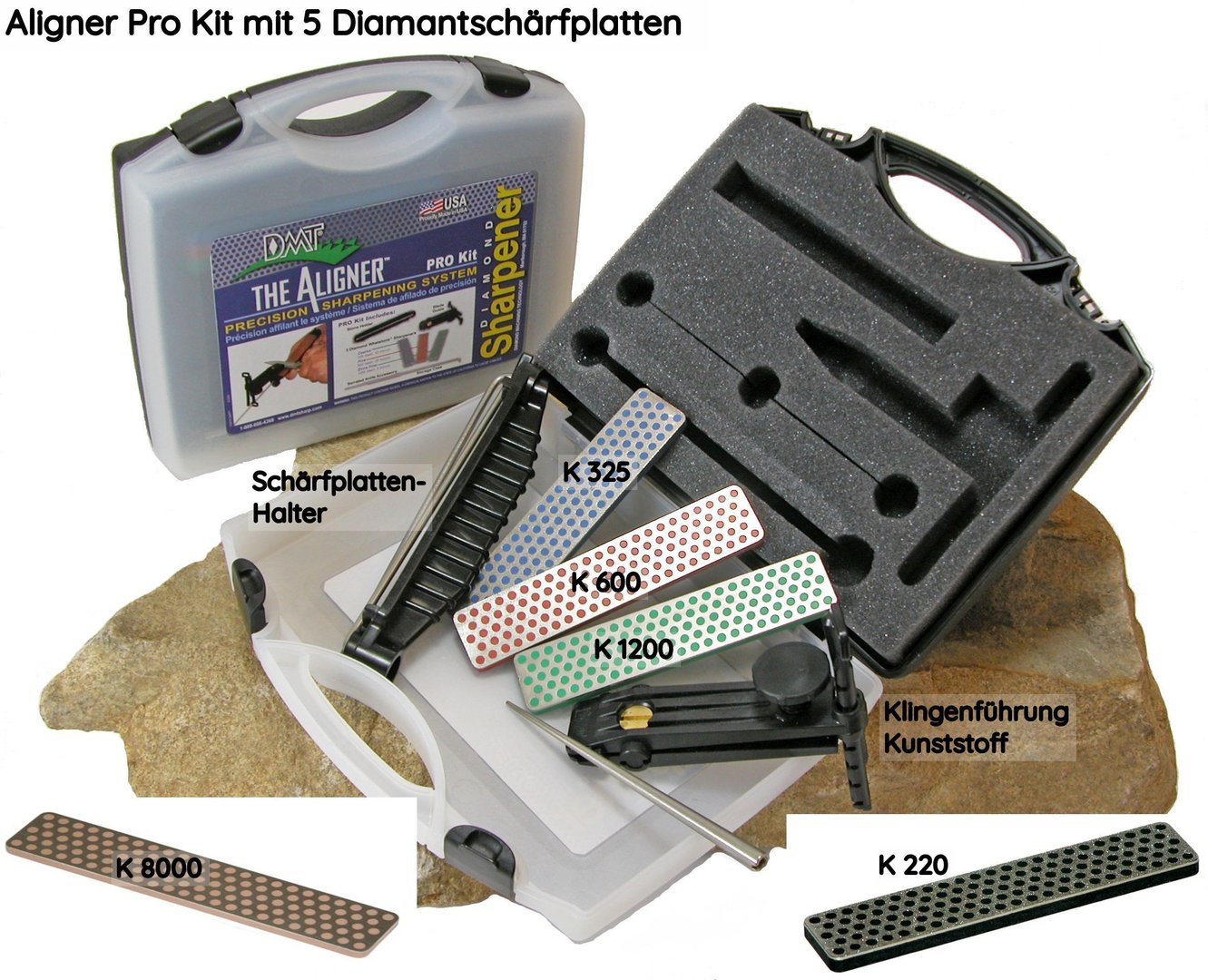 DMT-Diamantschärfsystem Aligner Pro Kit mit 5 Steinen! Exklusiv nur hier erhältlich!