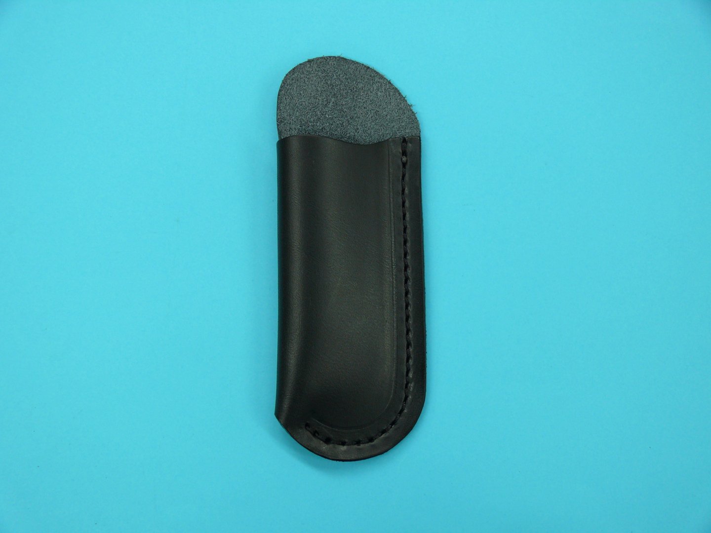 Leder-Stecketui aus schwarzem Blankleder für Modell Backlock Jäger Spezial Droppoint